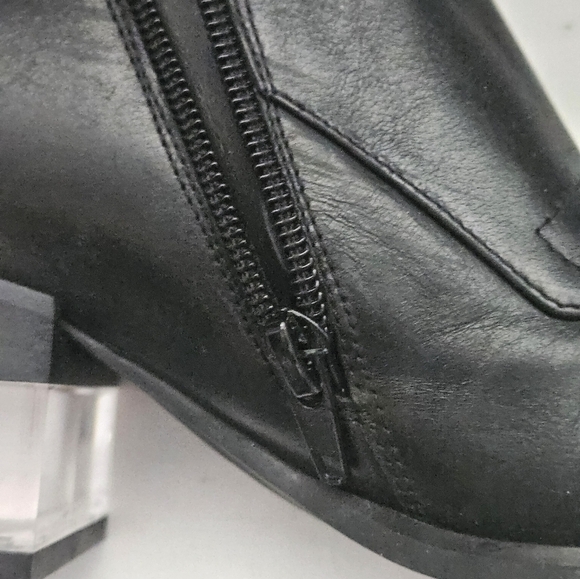 Jeffrey Campbell 100% Leather sz 5 US Clear Heel Sole Zipper Bootie Boots Shoe - Picture 10 of 15